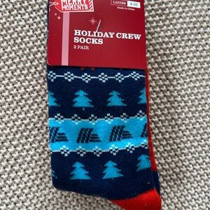 Aldi Holiday Crew Socks - Blue and Red